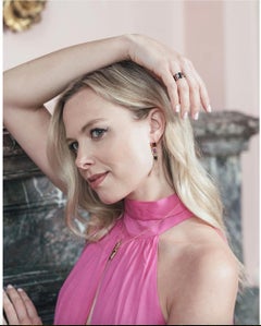 Rhodolite, Purple Amethyst and Spinel 3 Drop Earrings