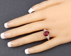 Rhodolite Ring With Diamonds 2.84 Carats 14K Rose Gold