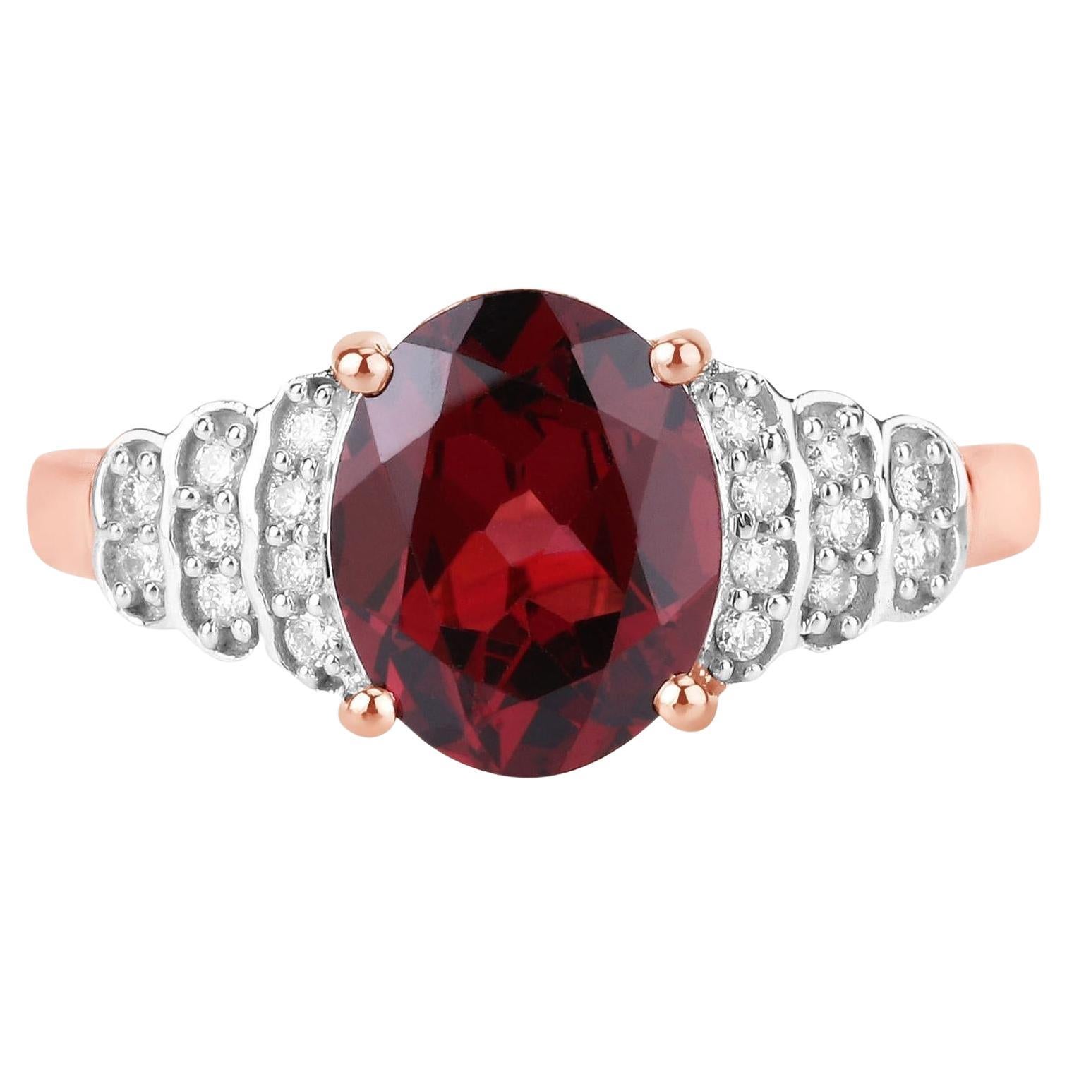 Bague en rhodolite avec diamants 2.84 carats 14K or rose en vente