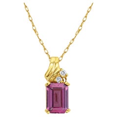Rhodolite Solitaire Necklace 14k Yellow Gold