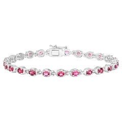 Bracelet de tennis en rhodolite 5,2 carats en argent sterling