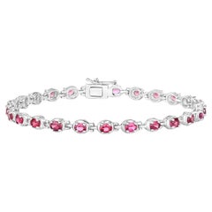 Rhodolite Tennis Bracelet 5.2 Carats Sterling Silver