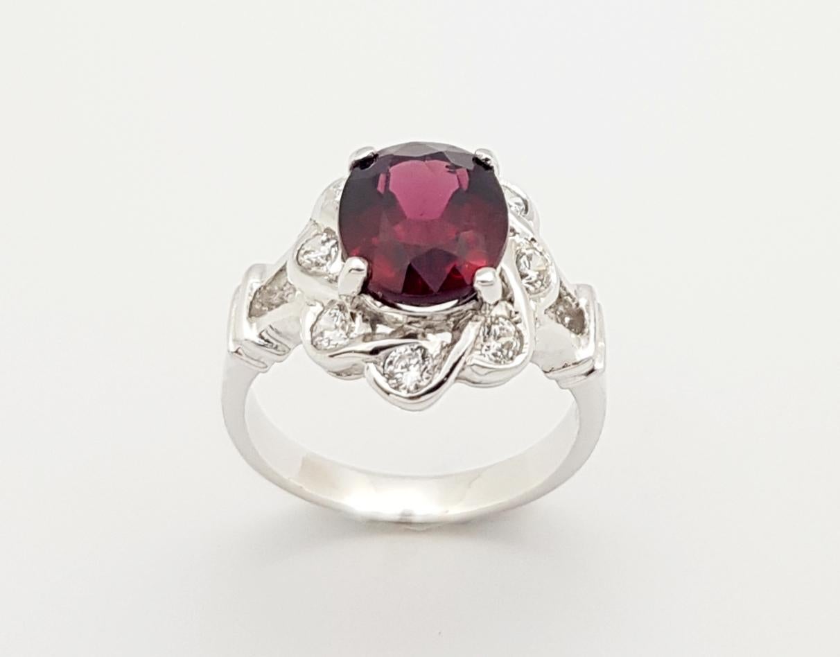 Rhodolith mit Cubic Zirkonia Ring in Silberfassung im Angebot 4