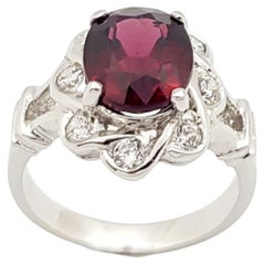Rhodolite with Cubic Zirconia Ring set in Silver Settings