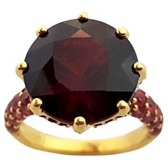Rhodolite with Orange Sapphire Ring set in 18K Gold Settings