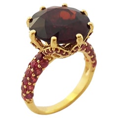 Rhodolite with Orange Sapphire Ring set in 18K Gold Settings