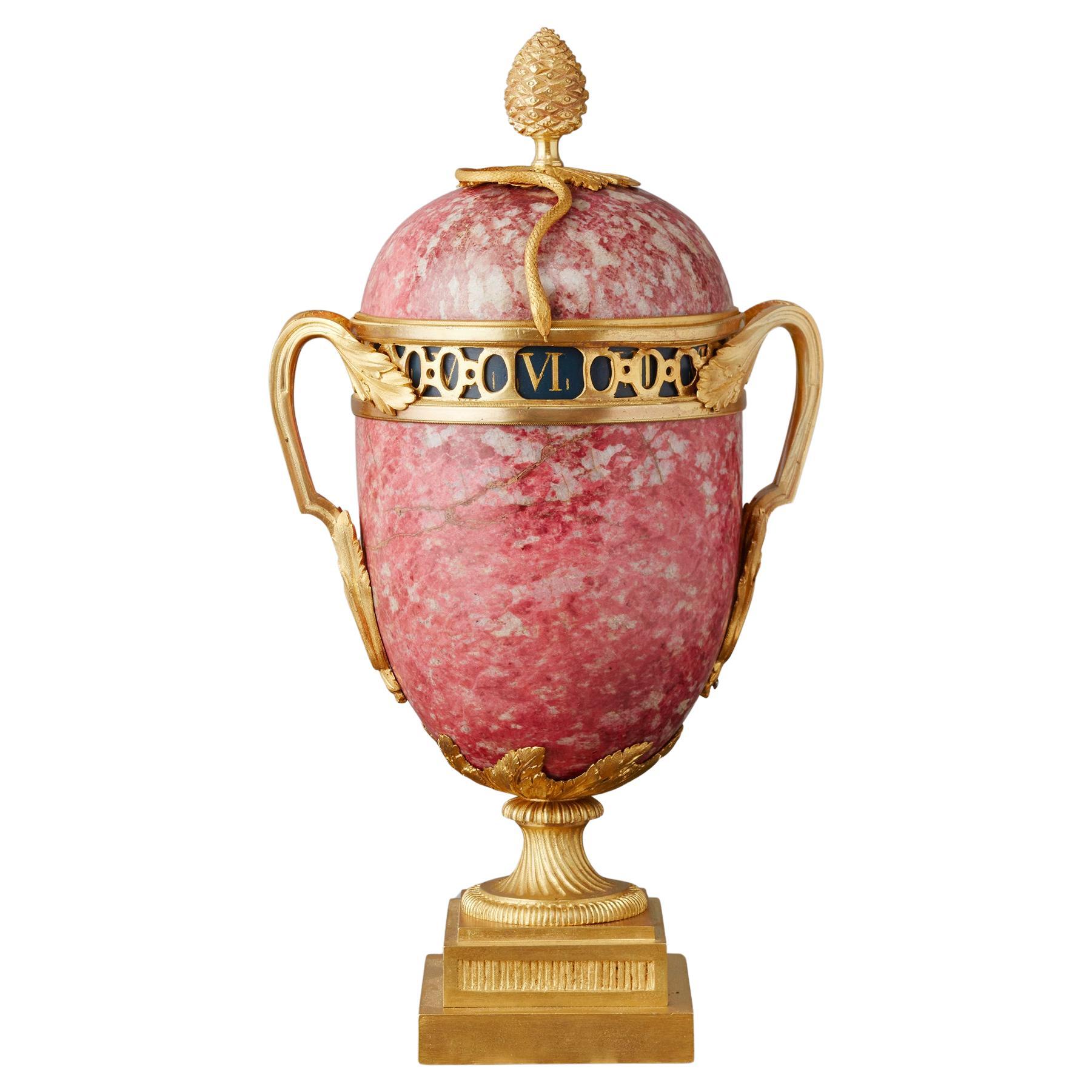 Rhodonite Annular French Urn clock  For Sale