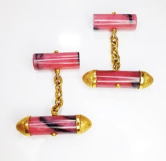 Gemelli con rodonite in oro giallo 18 carati