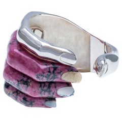 DELFINA DELETTREZ Rhodonite Silver Stonehand Cuff Bracelet