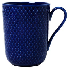 Rhombe Color Mug with Handle, Dark Blue, 11.2 Oz
