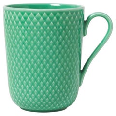 Rhombe Color Mug with Handle, Green, 11.2 Oz