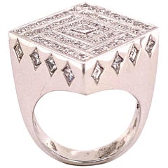 Rhombic Shaped Diamond Ring In 18 Karat White Gold