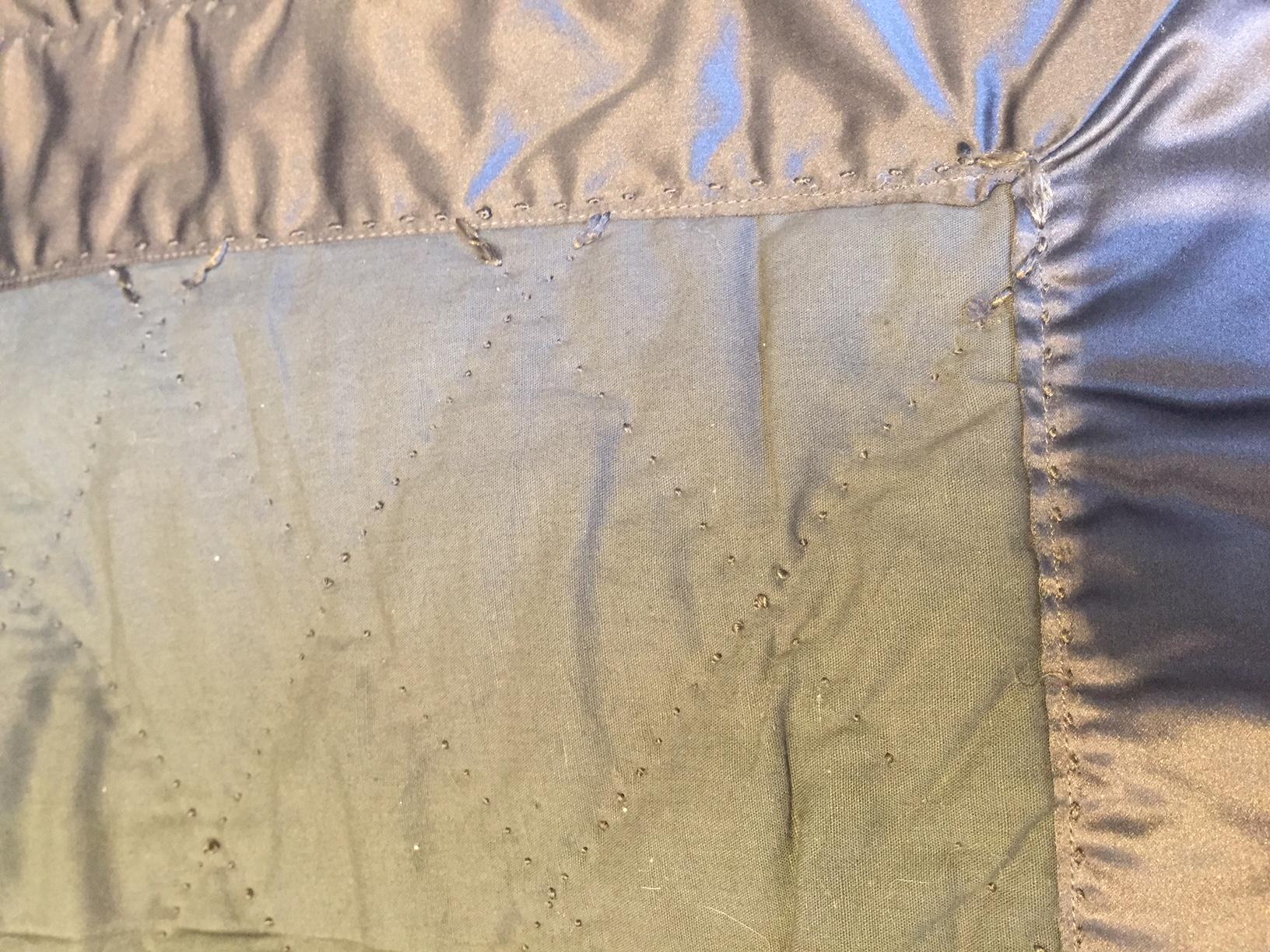 Rhombus Pattern Saddle Stich Hand Embroidered Silk Satin Throw Color Khaki-Brown In New Condition For Sale In Hamburg, DE