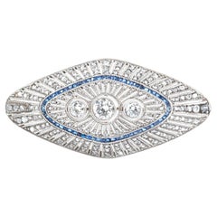 Rhombus Platinum and Gold with Diamond and Sapphire Brooch