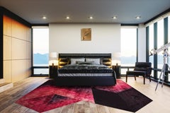 RHOMBUS Hand Tufted Modern Shaped Silk Rug in Red/Ruby Colour By Hands