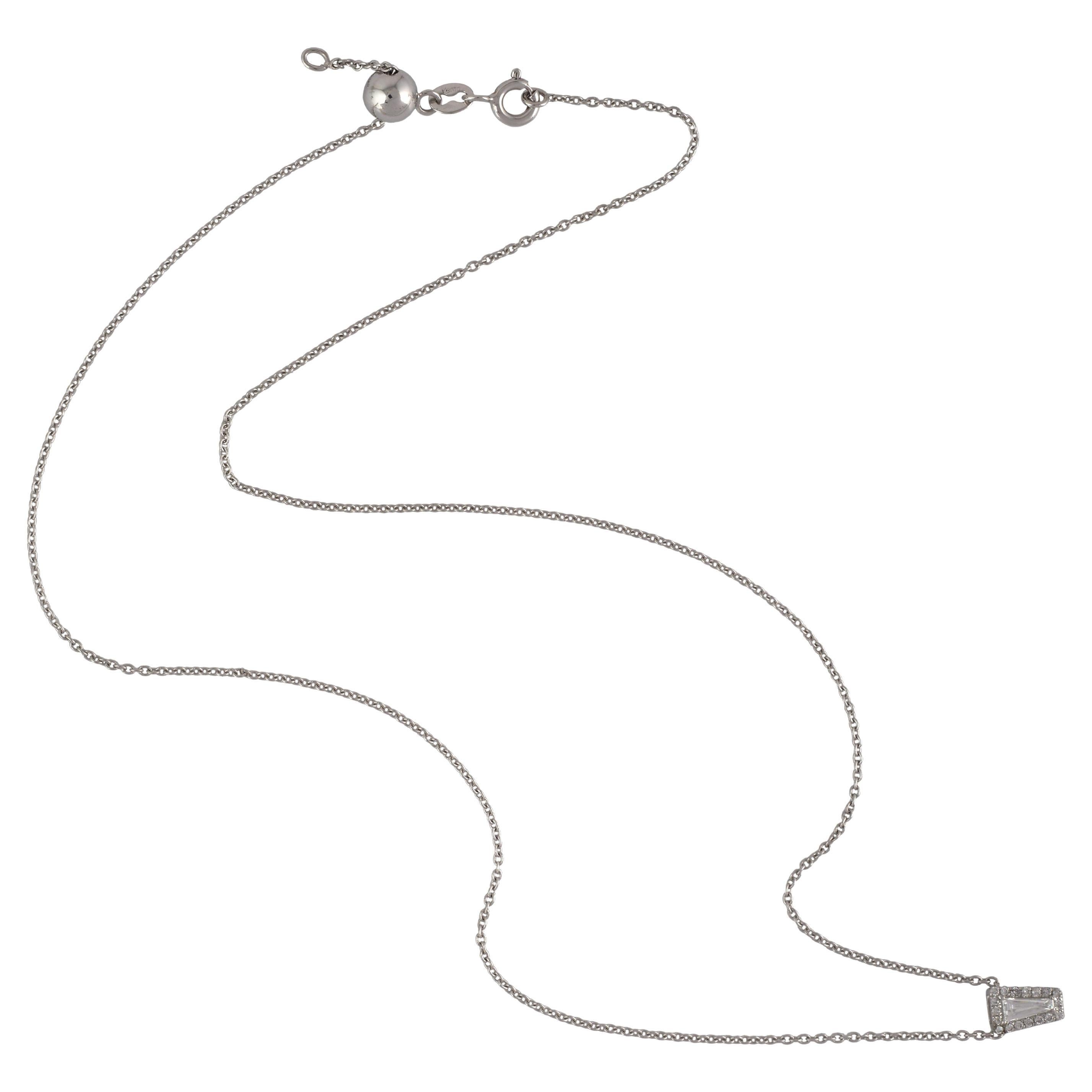 Rhombus Shaped Diamond Pendant Chain Necklace Made In 18k yellow Gold