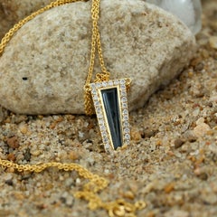 Rhombus Shaped Topaz Pendant Chain Necklace Made In 18k yellow Gold