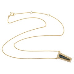 Rhombus Shaped Topaz Pendant Chain Necklace Made In 18k yellow Gold