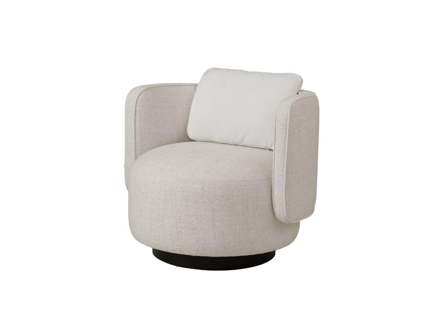 Portuguese RHONDA Contemporary Swivel Lounge Chair Featuring Soft Curves and Tailored Finis For Sale