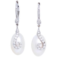 Rhonda Faber Green Baroque Freshwater Cultured Pearl and Diamond Earrings