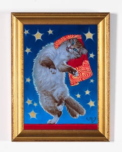 "Bakeneko" (2023) by Rhonda Libbey, Original Painting, Supernatural Cat