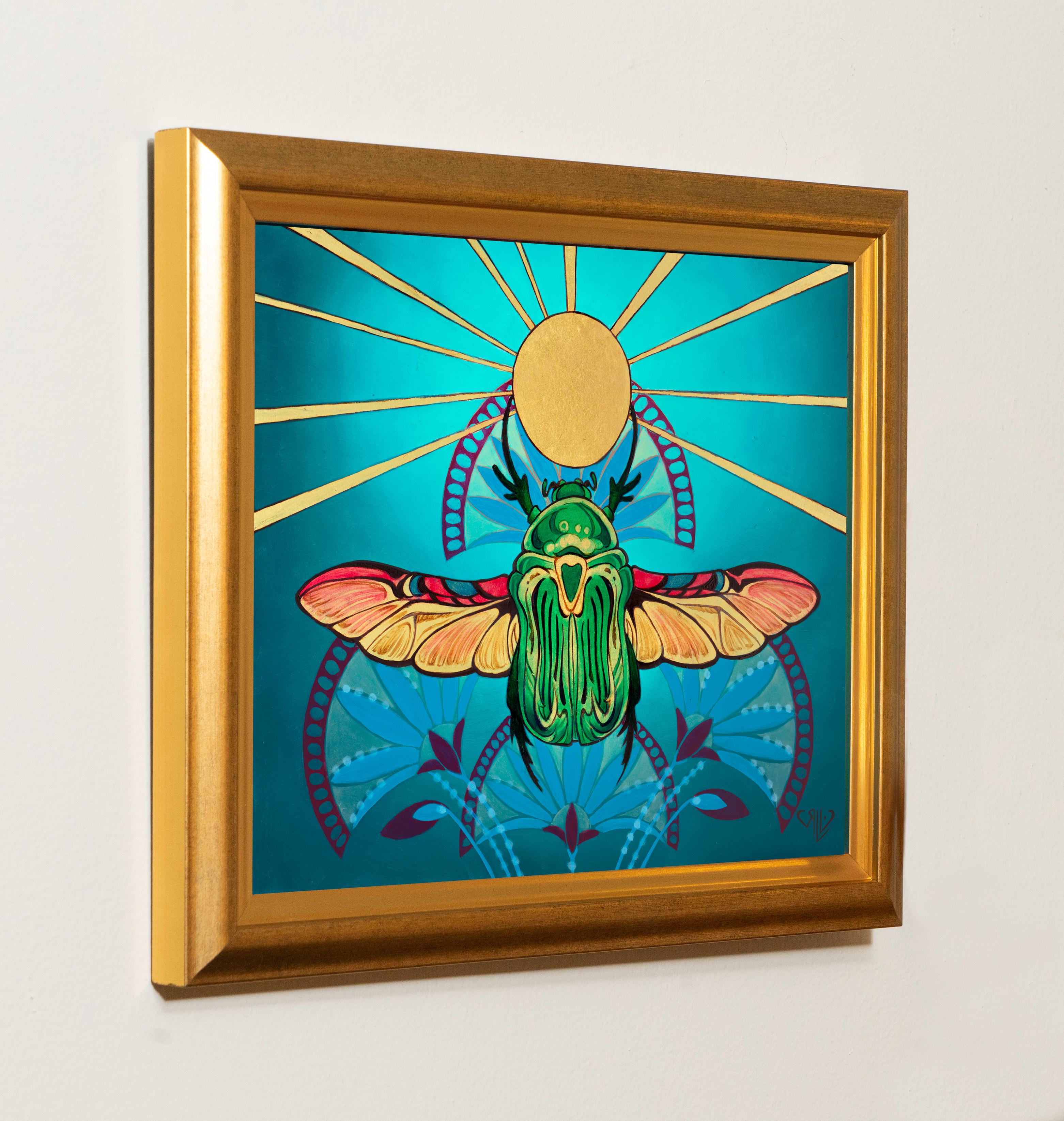 „Khepri“ (2021) von Rhonda Libbey, Originalgemälde eines Skarabäus im Angebot 2