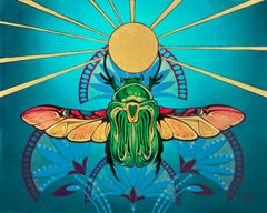 "Khepri" (2021) by Rhonda Libbey, Original Painting of Scarab
