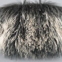 RHONDA OCHS Black Alligator Leather Ombre Mongolian Lamb Fur Tote Bag