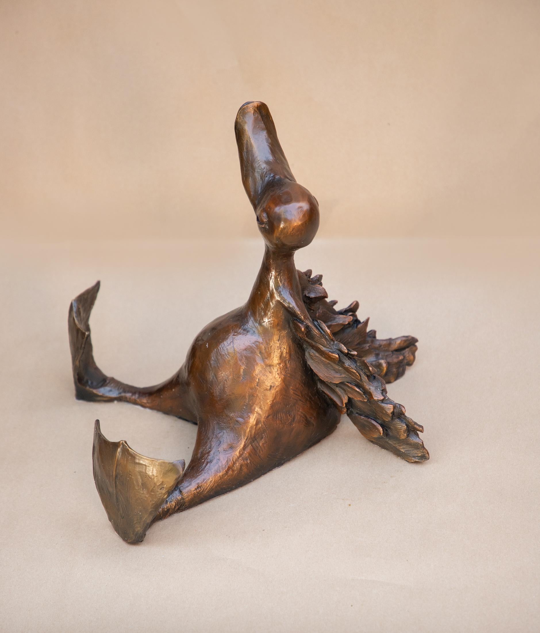 Sittin' Duck - Expressionist Sculpture by Rhonda Vickers