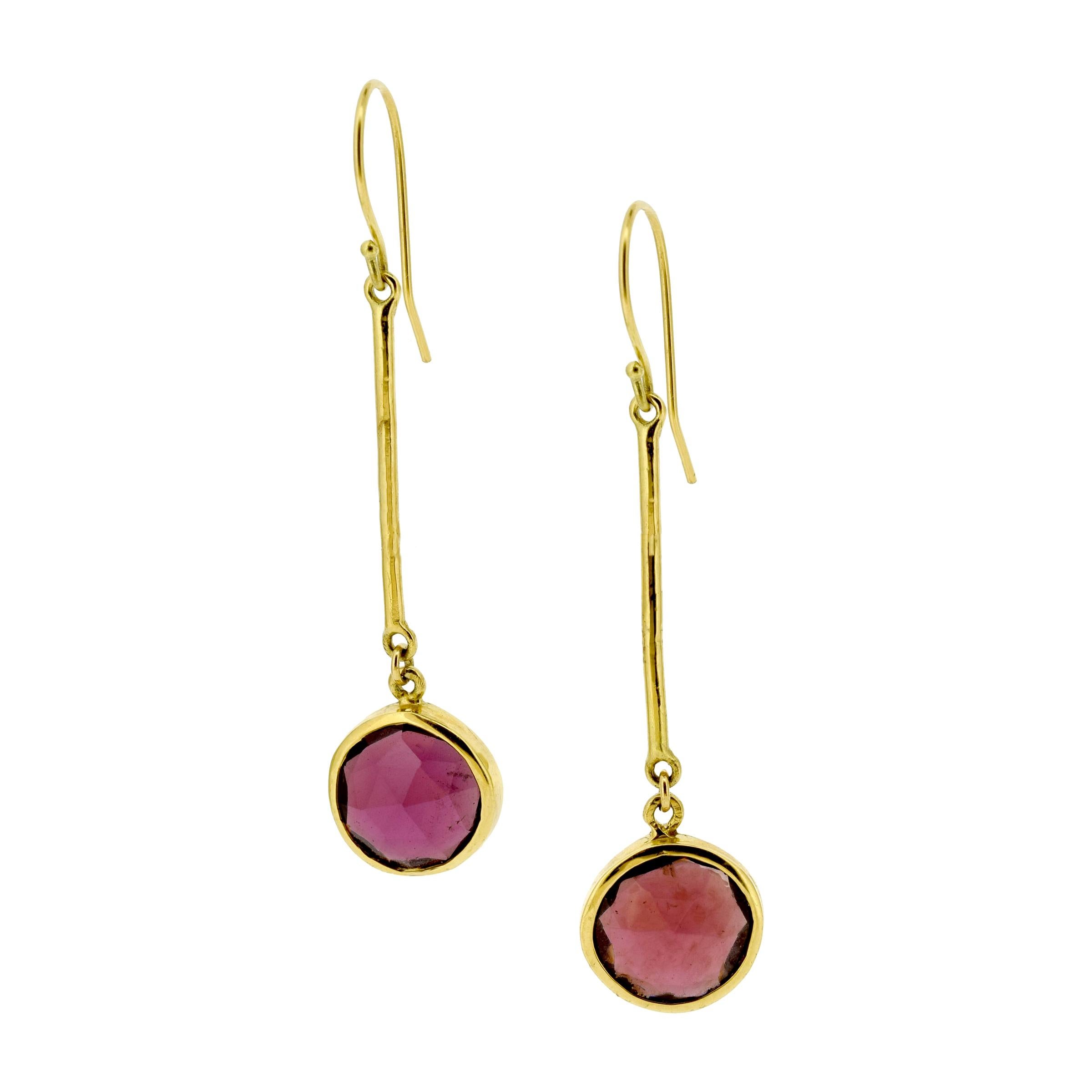 Rhondolite Gold Drop Earrings For Sale