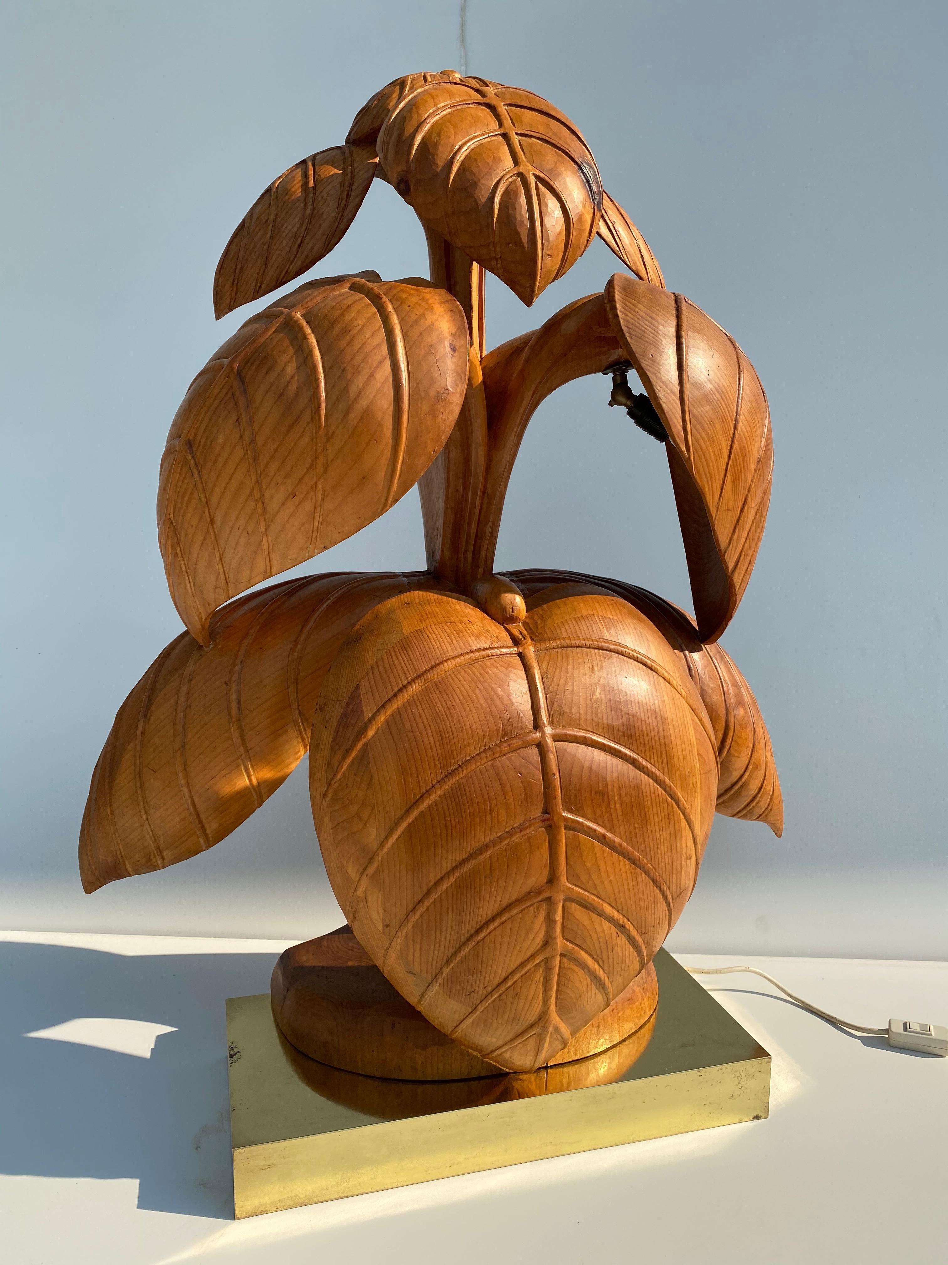 Italian Rhubarb Leaf Sculpture Lamp For Sale