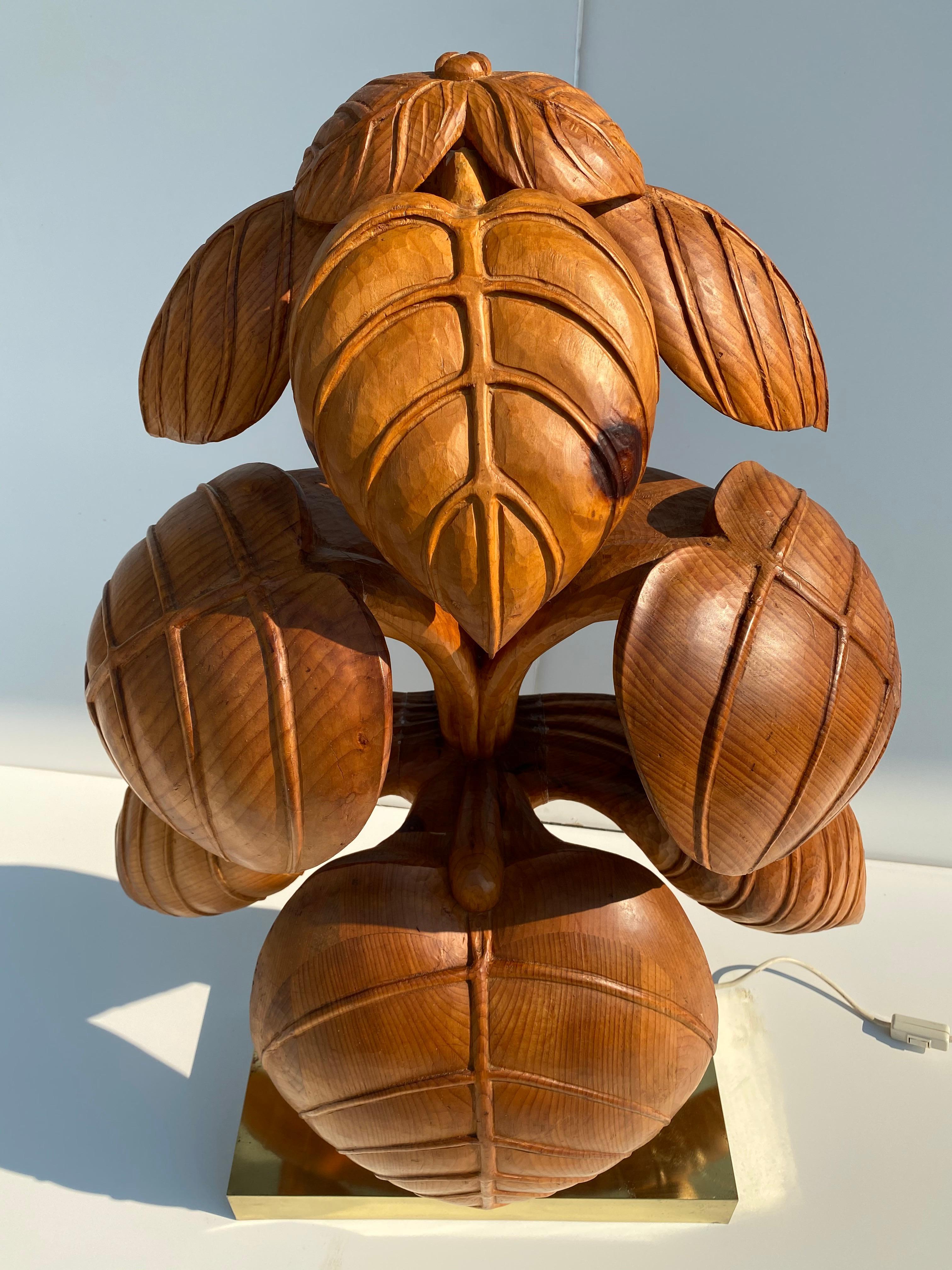 Rhubarb Leaf Sculpture Lamp In Good Condition For Sale In North Hollywood, CA