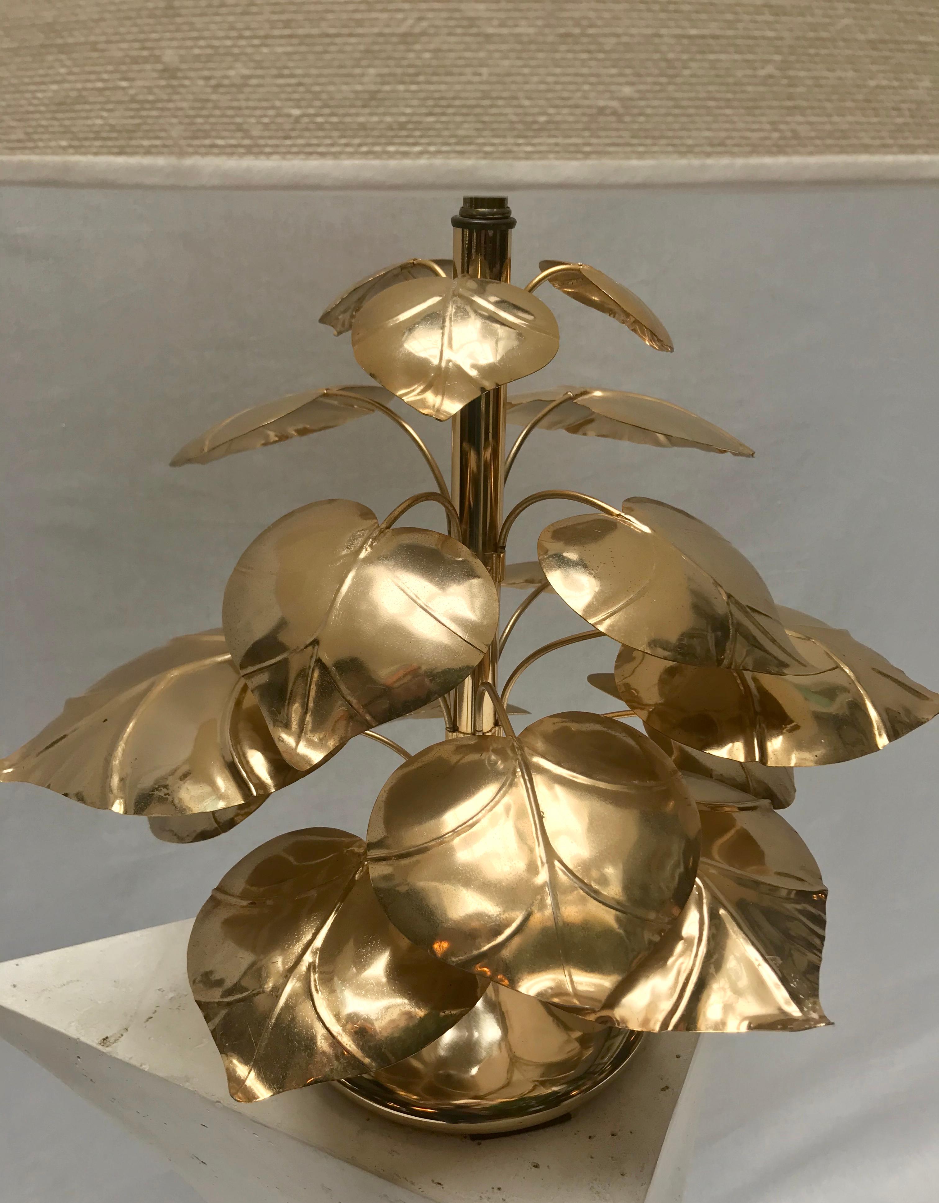 Italian Rhubard Leaf Lamp Style of Tommaso Barbi For Sale