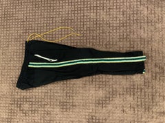 Rhude black tuxedo pants green stripe