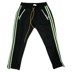 Rhude - Pantalon de smoking noir à rayures vertes