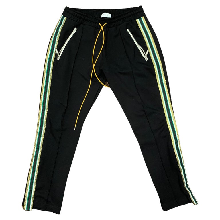 Rhude black tuxedo pants green stripe For Sale at 1stDibs