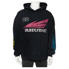 Rhude Dark Grey Knit Graphic Printed Hooded Long Sleeve Sweatshirt M