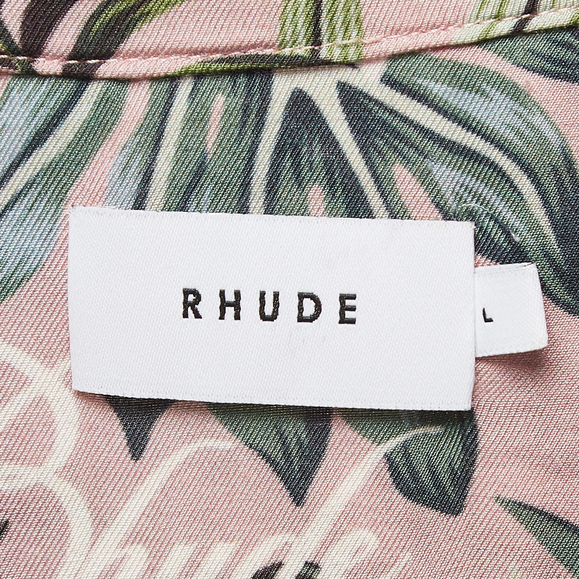 Chemise hawaïenne rose Rhude à imprimé tropical L Bon état à Dubai, Al Qouz 2