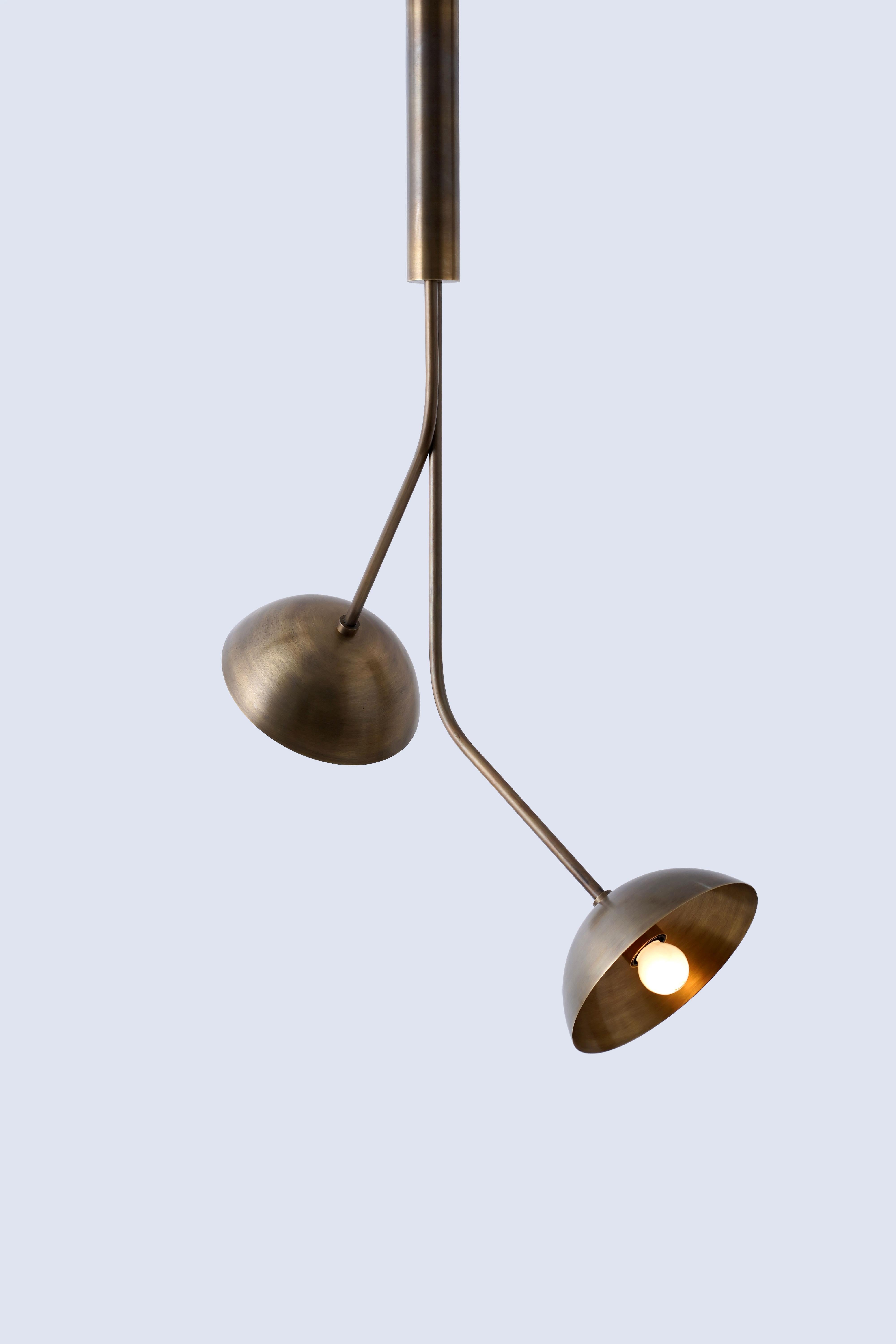 Rhythm 2 Brass Dome Pendant Lamp by Lamp Shaper
Dimensions: D 66 x W 66 x H 109 cm.
Materials: Brass.

Different finishes available: raw brass, aged brass, burnt brass and brushed brass Please contact us.

All our lamps can be wired according to