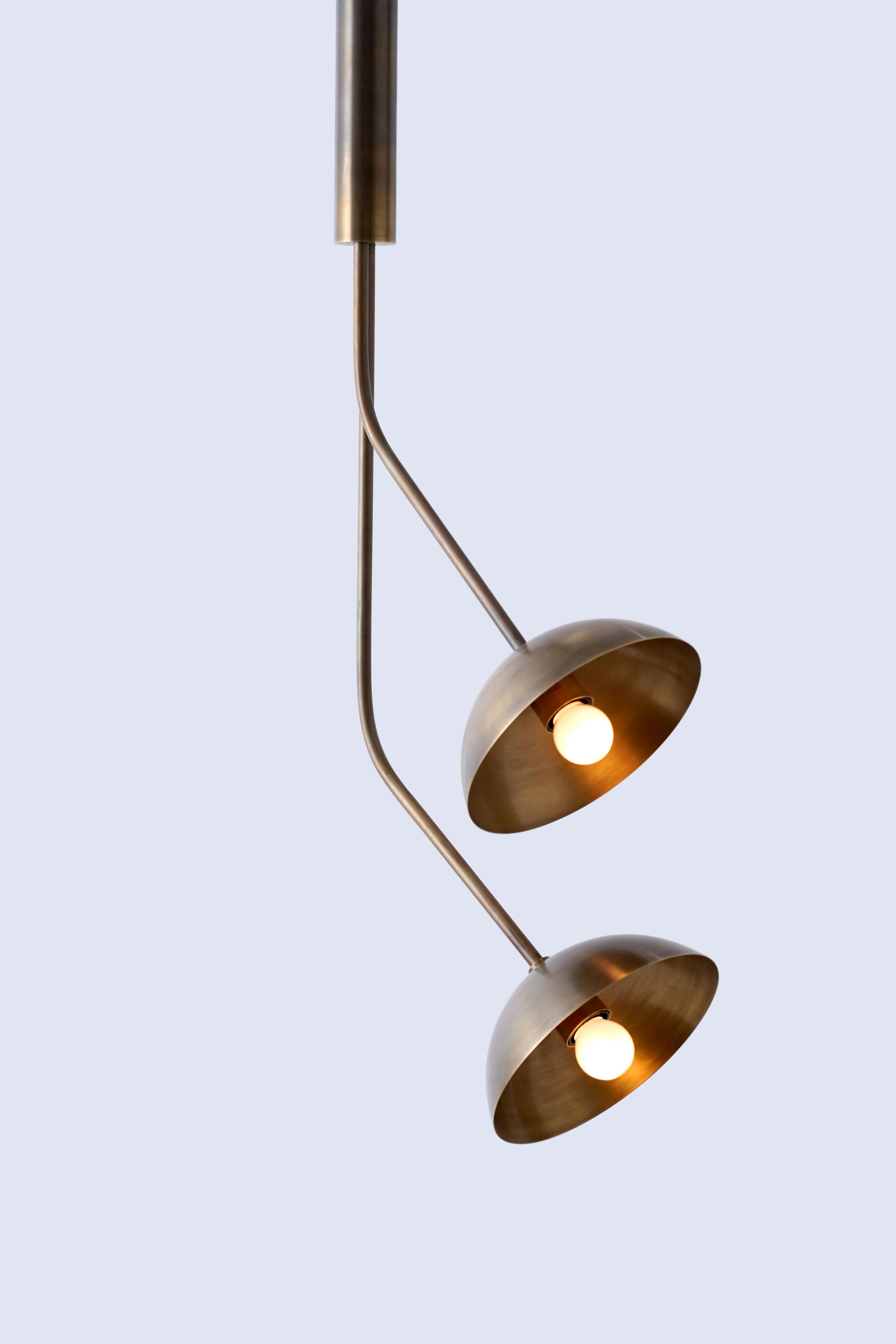 Post-Modern Rhythm 2 Brass Dome Pendant Lamp by Lamp Shaper For Sale