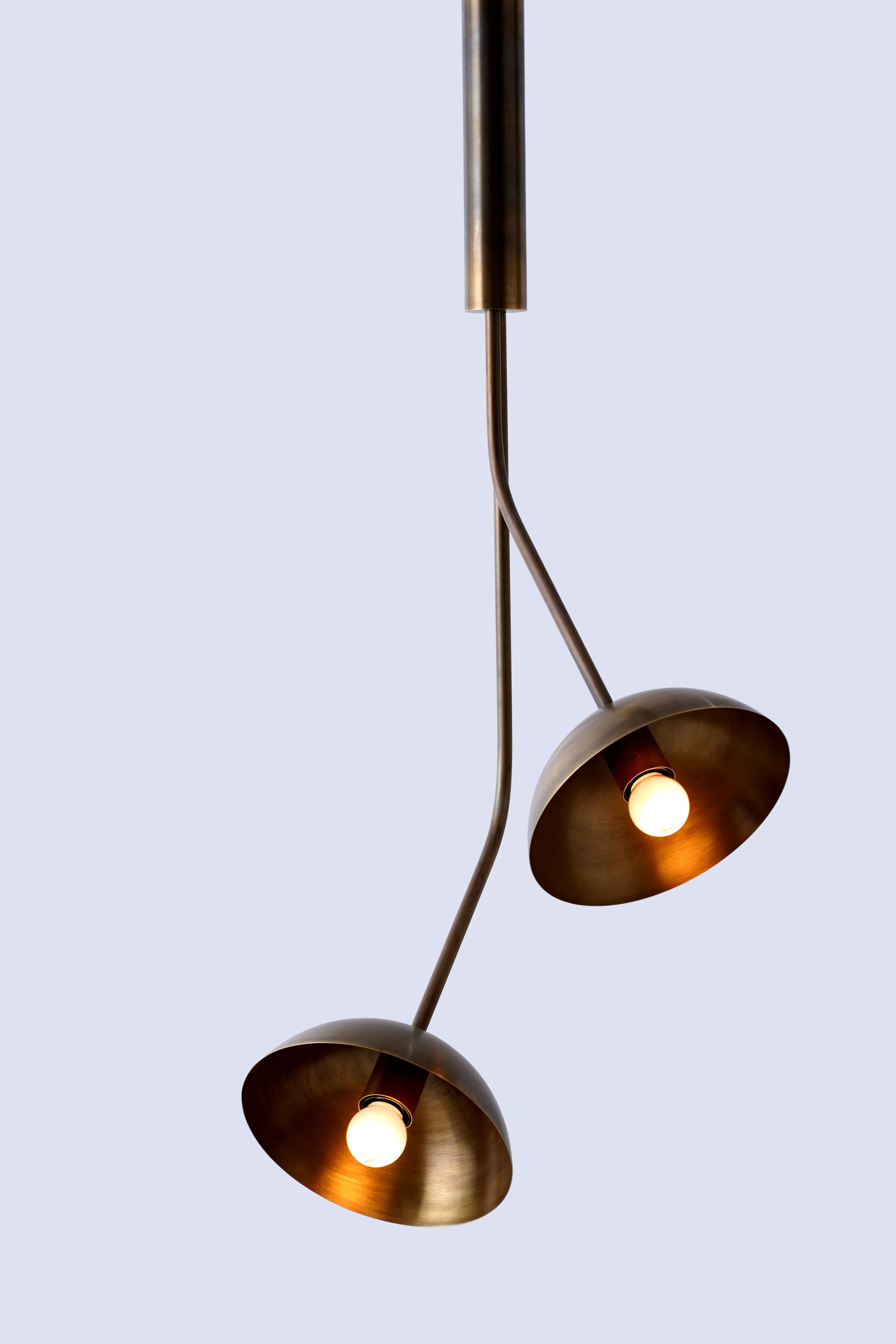 Indian Rhythm 2 Brass Dome Pendant Lamp by Lamp Shaper For Sale