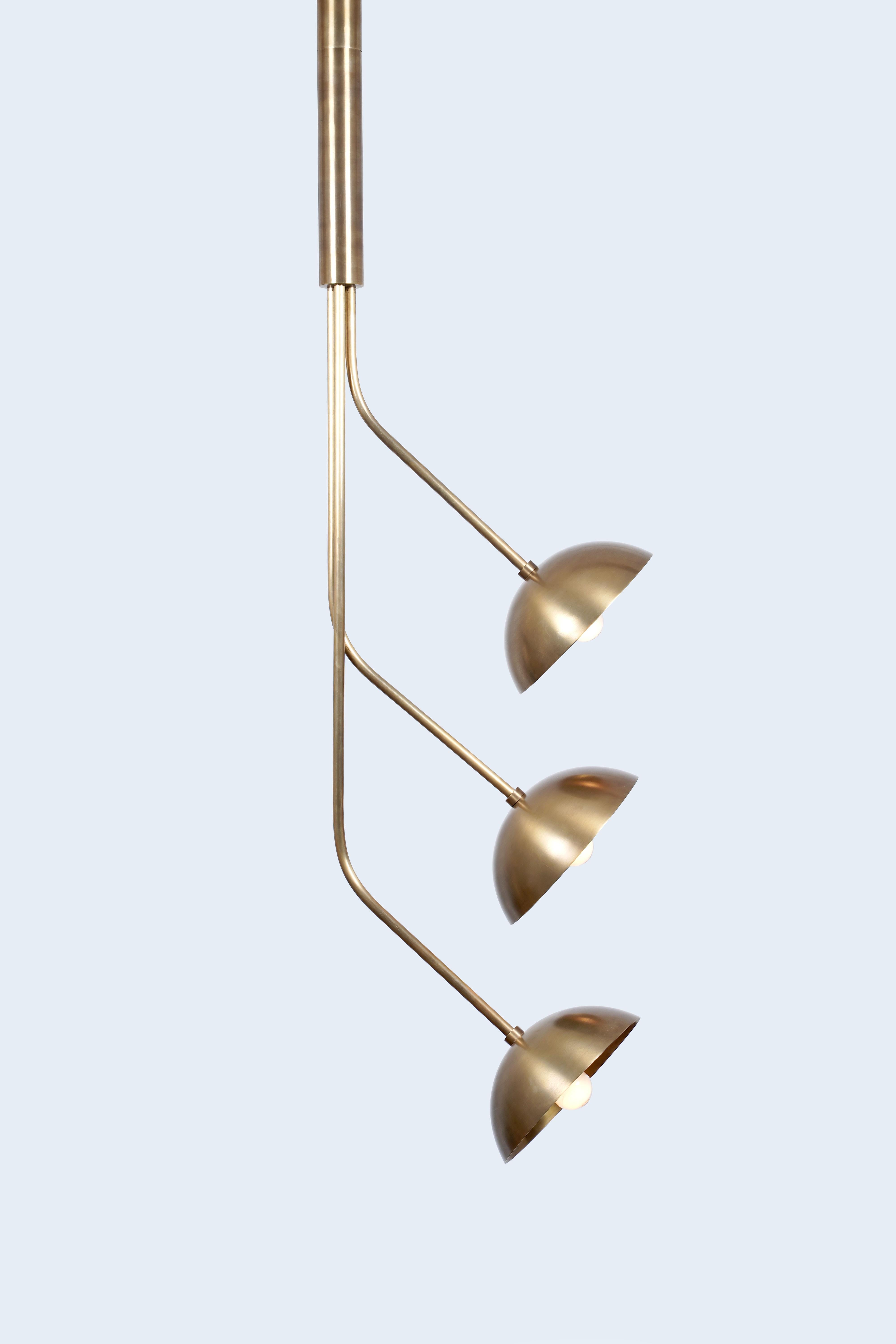 Post-Modern Rhythm 3 Brass Dome Pendant Lamp by Lamp Shaper For Sale