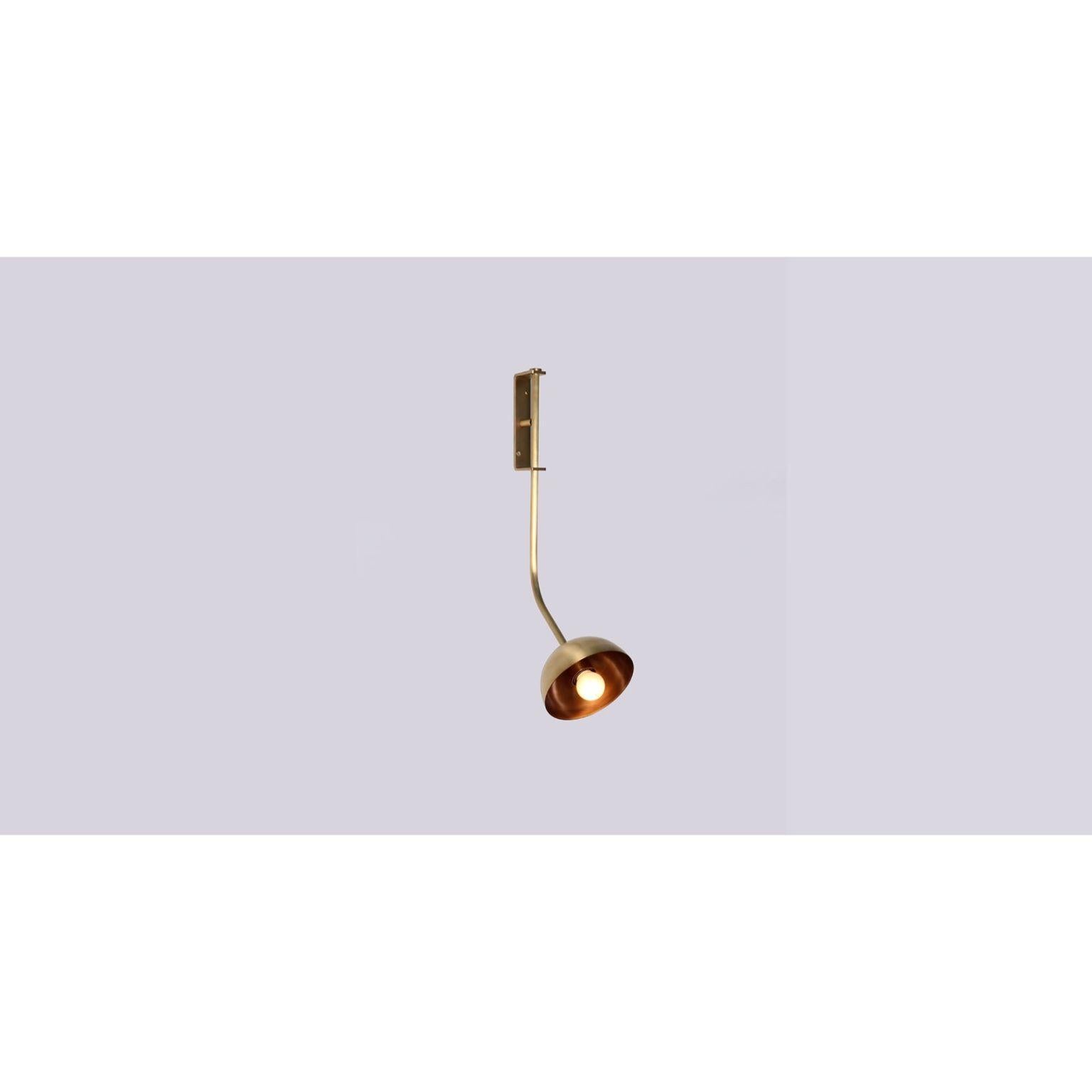 Rhythm Brass Dome Wall Sconce by Lamp Shaper
Dimensions: D 33 x W 27 x H 58.5 cm.
Materials: Brass.

Different finishes available: raw brass, aged brass, burnt brass and brushed brass Please contact us.

All our lamps can be wired according to each