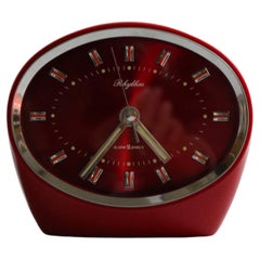 Rhythm Red Alarm Clock 1960s Japan Vintage Space Age Rhythm Red Alarm Clock