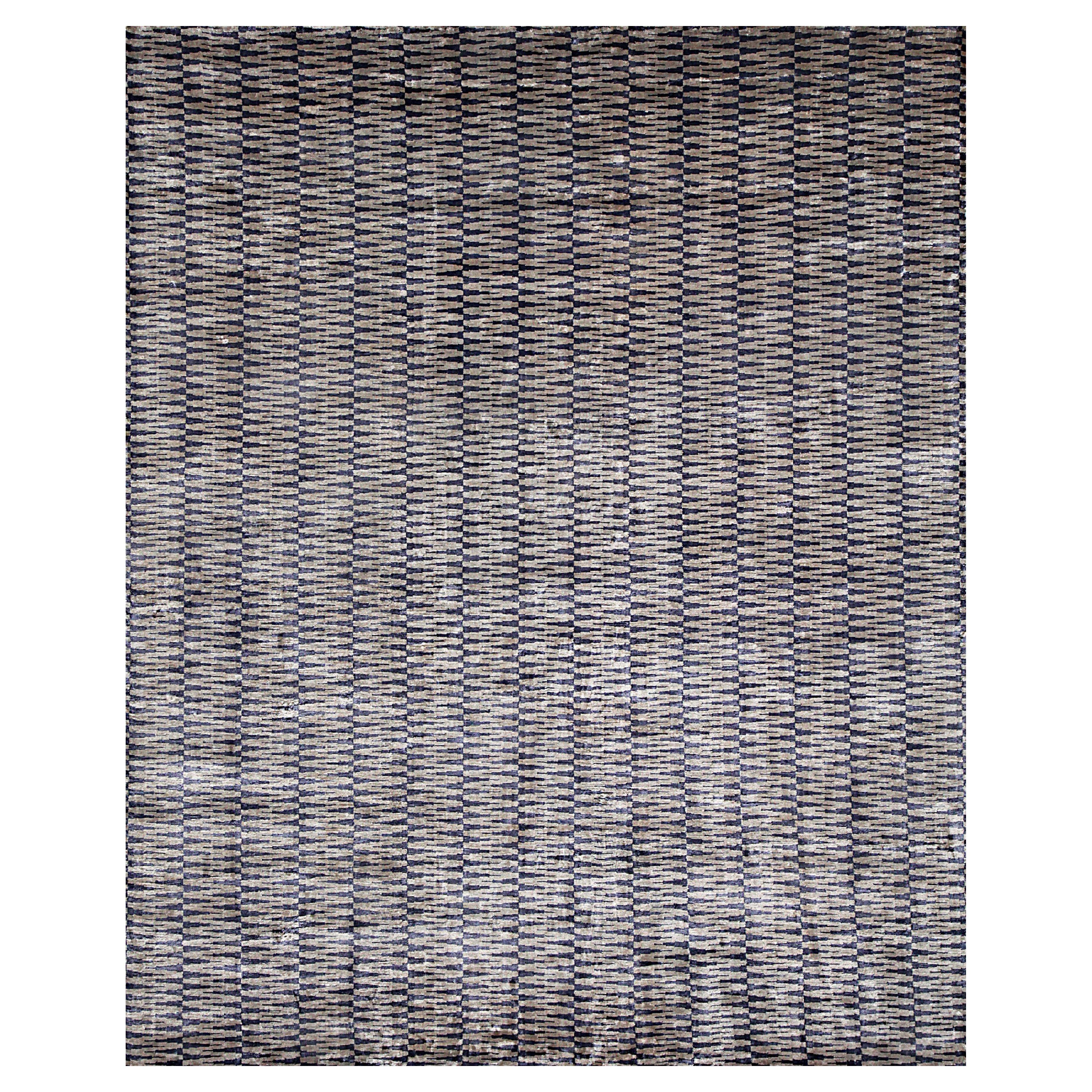 Alfombra Contemporánea Anudada a Mano RHYTHM en Colores Gris, Azul y Carbón Por Manos