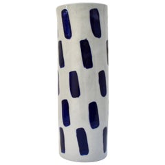 Rhythm Vase #1 by Isabel Halley, in Pale Grey Porcelain with Cobalt Glaze