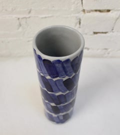 Rhythm Vase #2 by Isabel Halley, in Pale Grey Porcelain with Cobalt Glaze