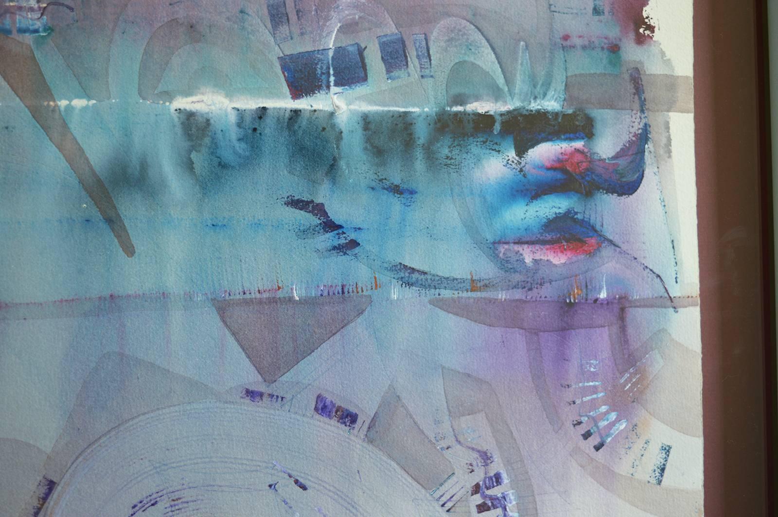 Américain Aquarelle abstraite rhythmique moderne de Barry Bleach en vente