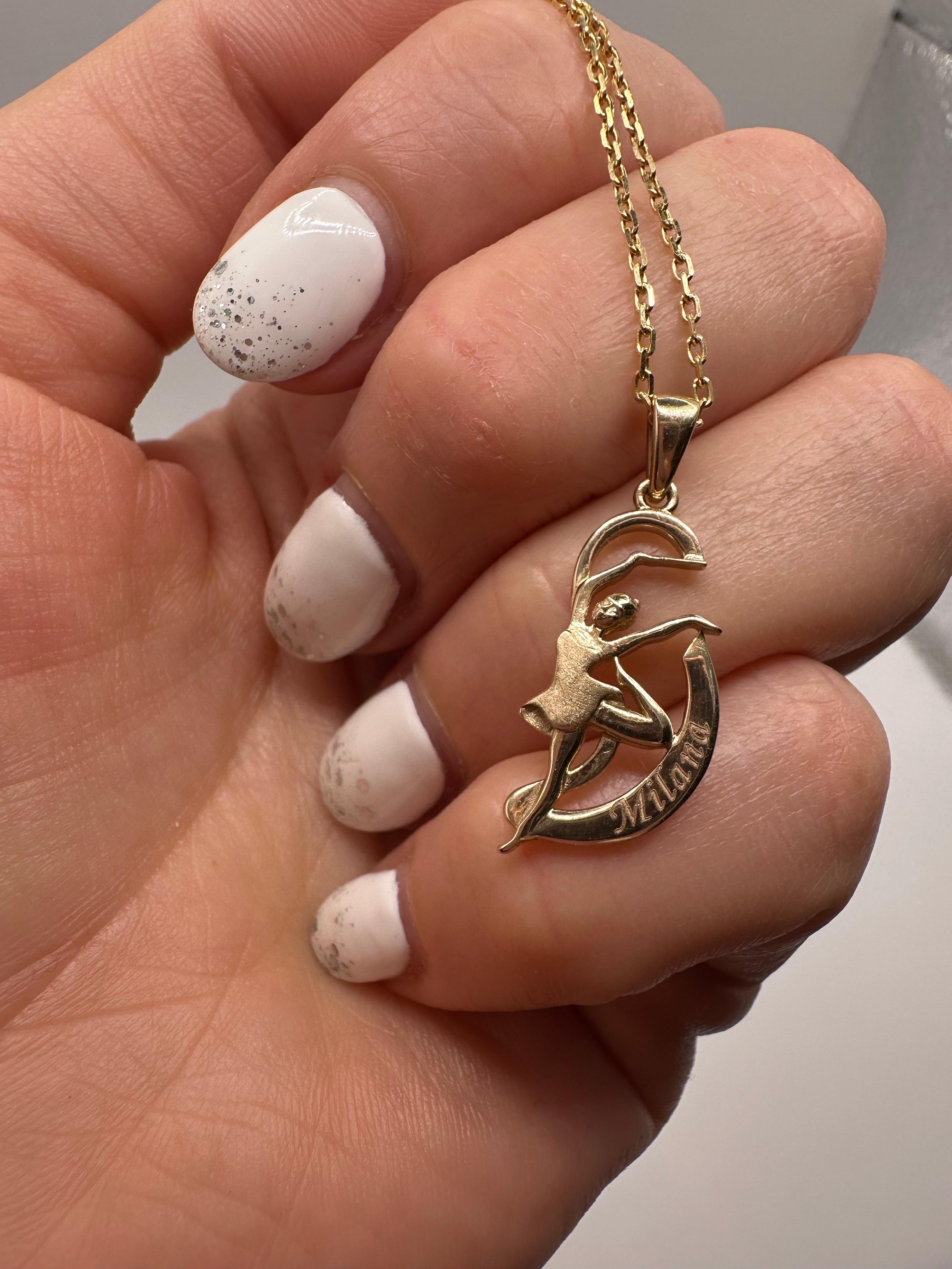 Femenino o masculino Gimnasia Rítmica collar colgante oro 14KT gimnasta con cinta rítmica en venta