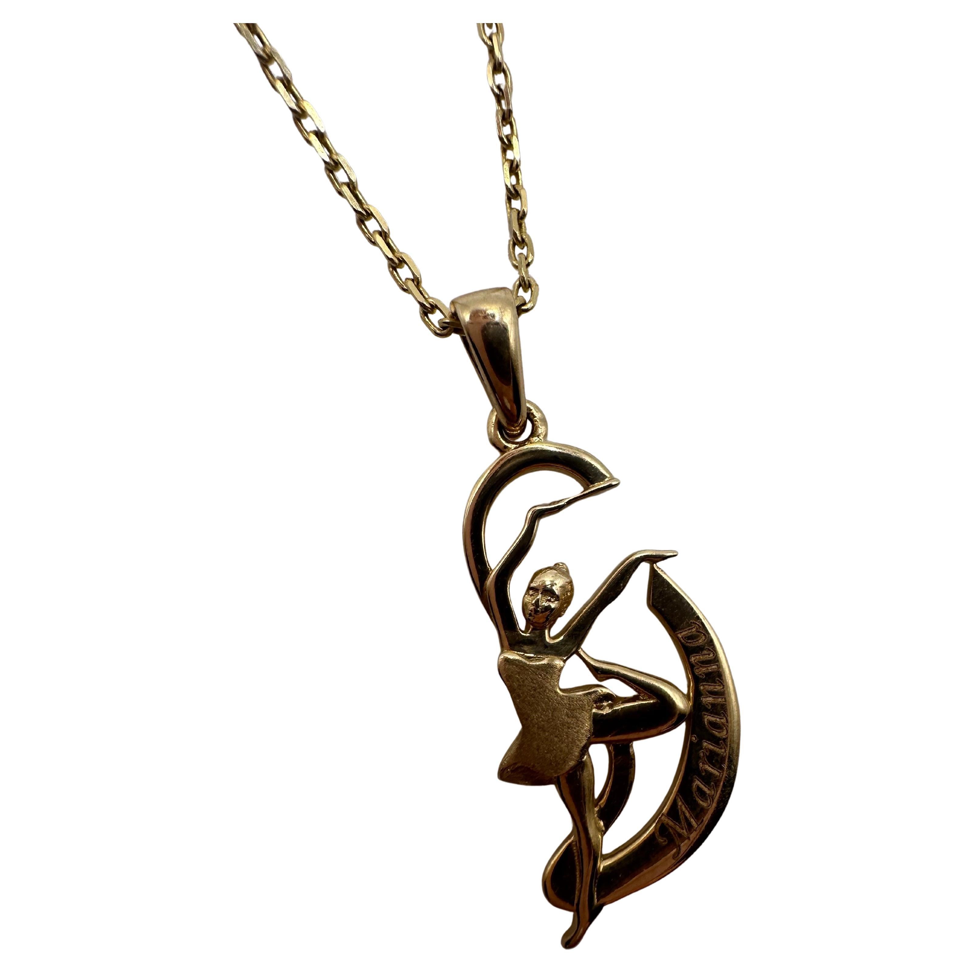 Gimnasia Rítmica collar colgante oro 14KT gimnasta con cinta rítmica en venta